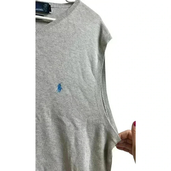 Polo by Ralph Lauren Pullover Men's Medium V-Neck Sweater Vest Gray - Picture 5 of 6